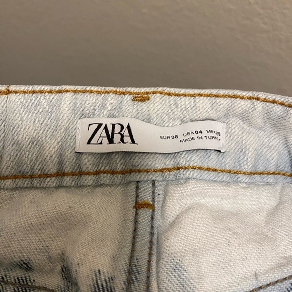 Zara High Waisted Tie Dye Distressed Jean Shorts Size 4 - Picture 7 of 9
